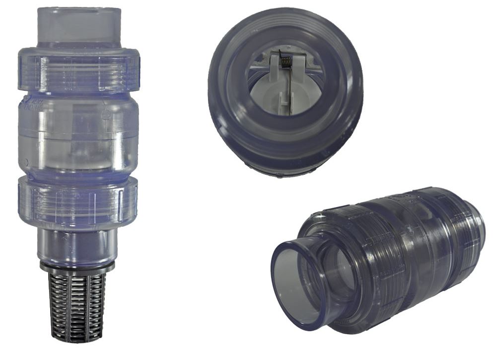 PVC Swing Check Valve Clear Body Double Union Connections